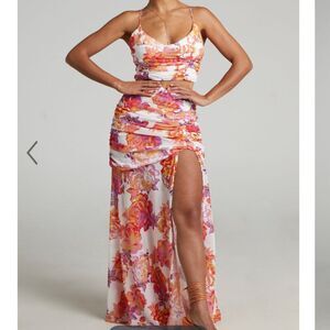 Runaway The Label Two Piece Maxi Floral Dress Floral Chiffon Size XS / S